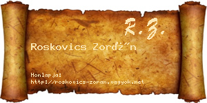 Roskovics Zorán névjegykártya